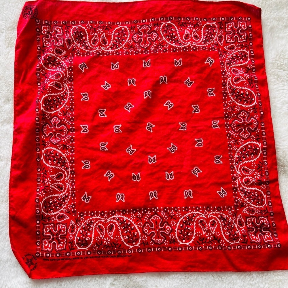 VTG Marlboro Miles Red Bandana Handkerchief USA Cotton.